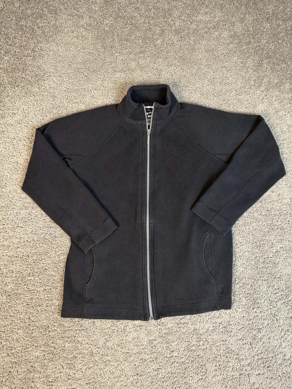 Tommy Bahama Sweater Mens M Black Full Zip High Neck Cotton Stretch Pockets